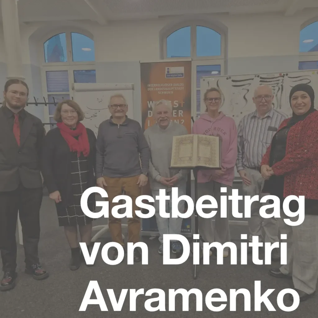 Im Hintergrund sind sieben Menschen sichtbar, die freundlich in die Kamera schauen. Im Vordergrund der Text: "Gastbeitrag von Dimitri Avramenko".